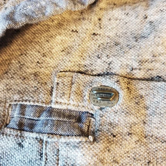 Diesel Co Work Wear Polo Shirt Men M SLIM FIT Gray Cotton Stretch Short Sleeve - Picture 3 of 8